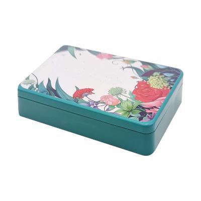 China Large Recycled Square Cosmetic Metal Materials Gift Eyeshadow Brush Packaging Tin Box With Embossed Lid for sale