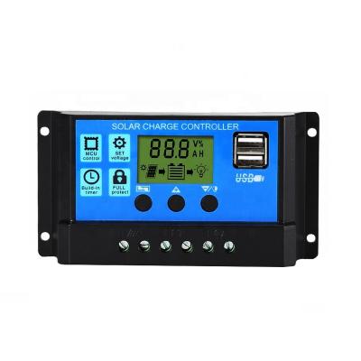 China Solar Controller Panel Battery Regulator 12V 24V Intelligent Charging Controller 10A 20A 30A USB Charger for sale