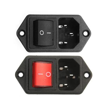 China IEC320 C14 AC Power Cord Inlet Receptacle With 250V 15A SA172 P50 250V Rocker Switch for sale