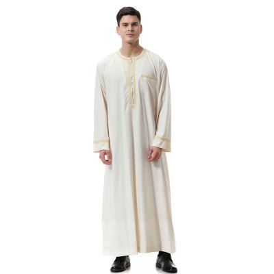 China Daily Dubai Islamic Men's Muslim Arabic Middle East One-Piece Long Shirt Printed Round Zipper Neck Maxi Dress for sale