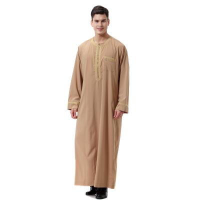 China Daily Made-in-china Muslim Arab Middle East Printed Zipper Collar Robe Islamic Dubai Men's Long Shirt for sale