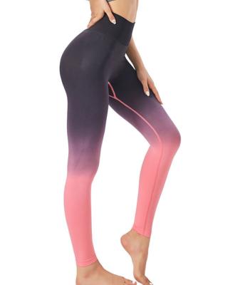 China Factory Wholesale Breathable Women's High Waist Splicing Colorful Yoga Gaiters Fitness Foot Pants for sale