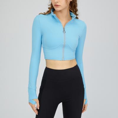 China Breathable Yoga Use Women's High Neck Zipper Sheath Long Sleeve Top Breathable Quick Dry Cardigan Fitness Jacket Running Jacket for sale