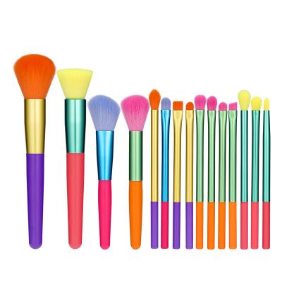 China Colorful Rainbow Makeup Brush Set Makeup Brushes New Design No Logo Makeup Brush Pro Set for sale