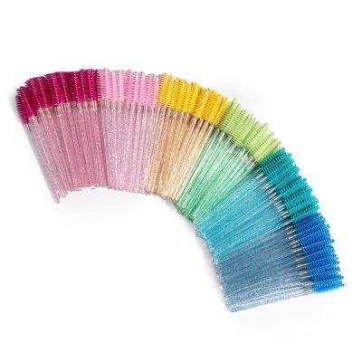 China Wholesale Shiny Disposable Mascara Eyebrow Spoolie Curler Wands Eyelash Applicator Crystal Eyelash Mascara Wand Brush Paint Magic Wands Spoolies Brushes for sale