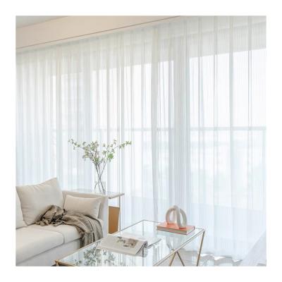 China Pervious To Light Up Modern Simple Striped Living Room Window Striped Jacquard Yarn Screen Shade Sunshine Dreamy Yarn Yarn for sale