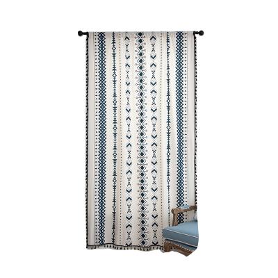 China Pervious Light Up Cotton And Tassel Canvas Digital Printed Nordic Kitchen Drapes Bedroom Bay Window Curtains for sale