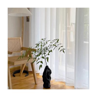 China Pervious To Light Nordic Simple Simple Striped Living Room Window Screen Bedroom Gauze Jacquard Dreamy Window Shade for sale