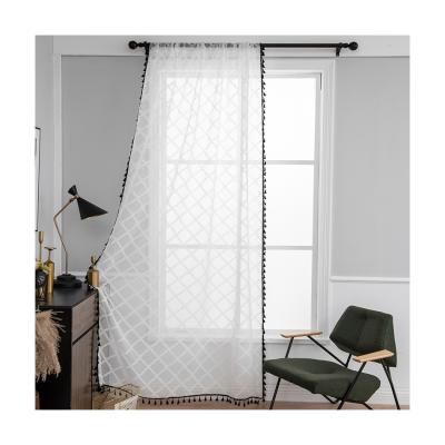 China Pervious to light Nordic style square cut flower window screen bedroom screen living room finished curtain wholesale for sale