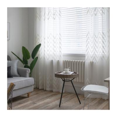 China Pervious Light Up Japanese Simple White Embroidery Bedroom Window Screen Living Room Curtains Wholesale Can Be Customized for sale