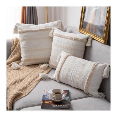 China Custom Wearable High Quality Moroccan Pillowcase Cotton Tassel Tile Home Decor Cushion Cover for sale