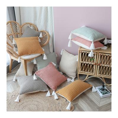 China Cotton Polyester Fabric Custom Made Good Quality Tassel Woven Pillow Cases, Home Woven Cushion For Sofa Cover Bohemian Plaids for sale