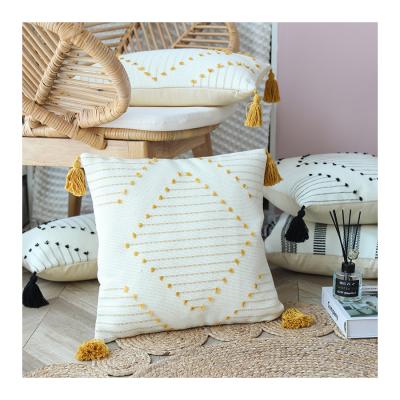 China Portable High Quality Decorative Personalized Pillow Case Tile Cover Cushion Cover For Couch Sofa Tassel Pillow for sale