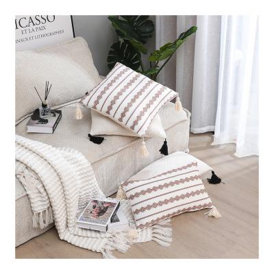 China Modern And Simple Bohemian Living Room Sofa Cushion Cover Cushion Cover Tassel Style White Portable Pillow Cases Wholesale for sale