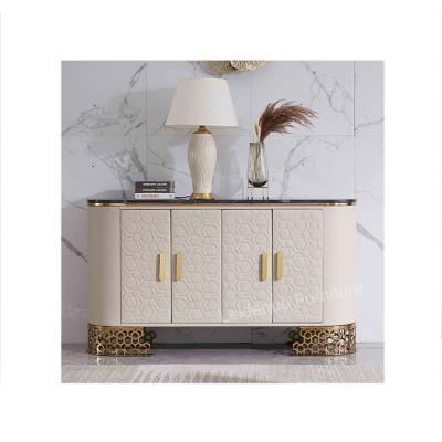 China Factory Price Wholesale Modern Italian Marble Stainless Steel Table Sideboard Cabinet With Best Quality for sale