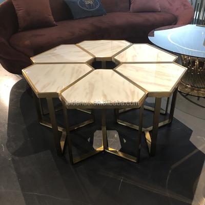 China Chinese factory stable marble topped living room furniture coffee tables gold side table with high quality for sale