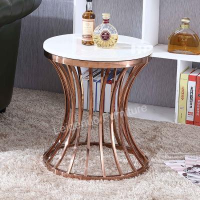 China Modern Luxury Stable Round Gold Top Quality Steel Side Table With Cheapest Price for sale