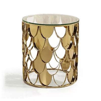 China Durable Gold Glass Side Tables For Modern Living Room for sale