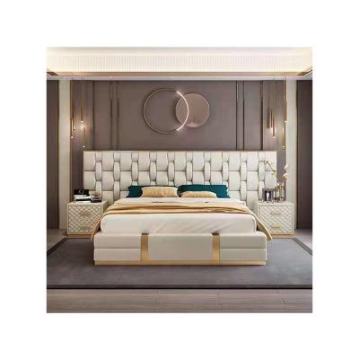 China 180*200 Modern Style Bookcase Bed Headboard Italian Design Bedroom Furniture Luxury Large Soft Bed for sale