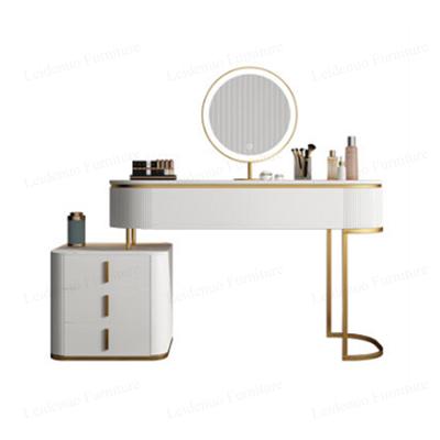 China Customized Simple Metal Leather Tool Dresser Hot Sale Mirrored Dressing Table Bedroom Wardrobe for sale