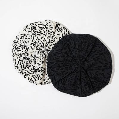 China Summer Breathable Large Size Black White Quick Dry Fabric Hat Newsboy Leopard Pattern Adjustable Comfort Beret for sale