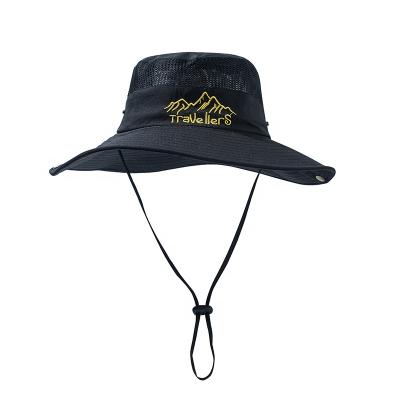 China 2021 Good Quality Wide Brim Sun Hat Breathable Comfort To Protect Against Sun Rays UV Embroidery To Increase Camping Fishing Hat With String for sale