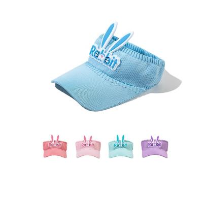 China Cute Animal Blue Summer Purple Rabbit Image Rabbit Children Thin Sun Protection Without UV Baby Girls Top Wide Brim Sun Hat for sale