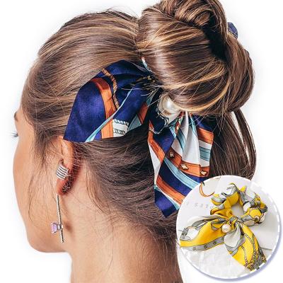 China New Chiffon Bowknot Elastic Hair Bands For Women Girls Beads Scrunchies Headband Hair Ties Ponytail Holder Hair Accessories for sale