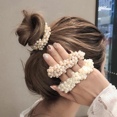 China Popular Fashion Elegant Pearl Hair Ties Pearl Elastic Hair Band Ponytail Holders Hair Accessories Elastic Bands Women Girls Scrunchies for sale