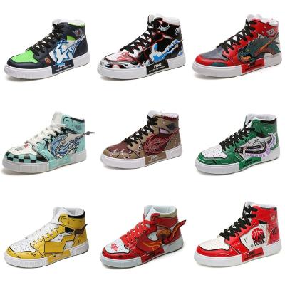 China PVC Akatsuki Demon Slayer ONE PIECE Men Shoes Cosplay Fashion Streetwear Men Hot Anime Shoes Hip Hop Couple Trend High Top for sale