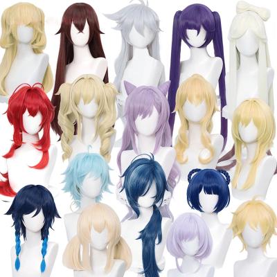 China Work Venti Keqing Barbara Fischl Kaeya Lumine Aether Amber Cosplay Wig Heat Resistant Genshin Impact Hair Material Synthetic Wigs for sale