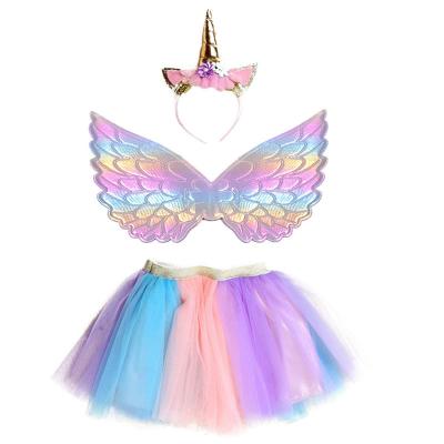 China New Polyester Girls' Tutu Skirt Rainbow Skirt Fairy Angel Wings Short Skirt Costume for sale