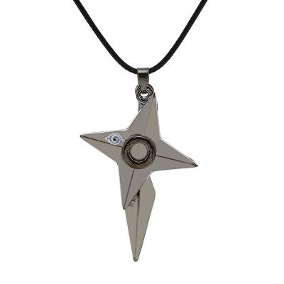 China Wholesale Casual/Sporting Konoha Logo Uzumaki Pendant Leather Rope Ninja Cosplay Anime Necklace Kunai Shuriken Sting Weapon Jewelry for sale