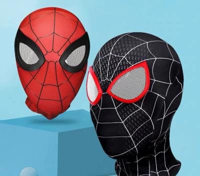 China 1:1 Free Shipping Superhero Spider Costume Helmet Mask Hero Cosplay Head Wear Halloween Hat Boys Day Gift Headgear for sale