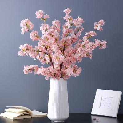 China Amazon Hot Selling Cherry Blossom Cherry Blossom Branches Artificial Cherry Silk Blossom Stem For Home Wedding Decor for sale