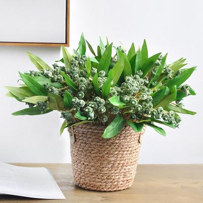 China Amazon Hot Sales Artificial Green Eucalyptus Plant Fake Real Touch Eucalyptus Plant Artificial Silk Eucalyptus Seed Bouquet For Wedding Home Decor for sale