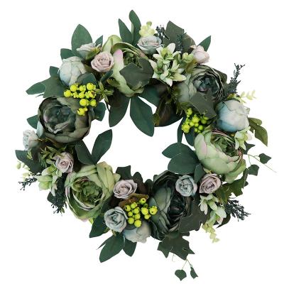 China Artificial Peony Braids Nordic High Simulation Garlands Artificial Peony Flower Garlands For Front Door Home Decoration for sale