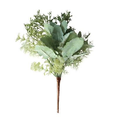 China Artificial Dusty Miller Plants Bouquet For Floral Home Decor Greenery Artificial Plants Greenery Accessories for sale