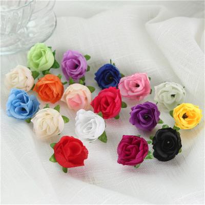 China Mini Rose Buds Flower Wall Panels Artificial Silk Flower Rose Flower Heads Handmade DIY Rose Flower Heads for sale