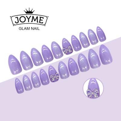 China Quick Nail Art New Joyme Purple Stiletto Artificial Nail Bias Color Fake Nail Press On Manicure Customized Stiletto Sticker for sale