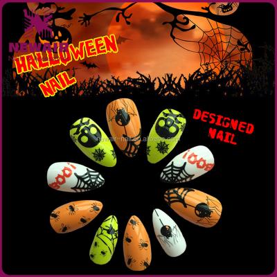 China Design Halloween Theme Artificial Nail Tips Full Cover Nail Tip Stiletto Press On False Nail ABS Material for sale