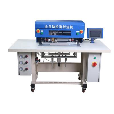 China Handbag Production PU Semi Automatic Pneumatic Leather Lining Folding Machine For Bags Making Machine With Glue for sale