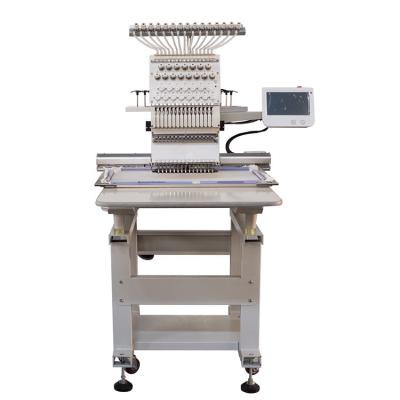 China Cap/T-shirt/Flat/3D/Towel/Leather/Jacket Embroidery Machine Industrial Automated Compact Single Needles 12 Needles Computer Embroidery Machine for sale