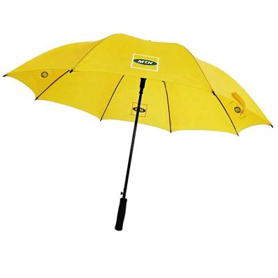 China Promotional Golf Umbrella logo printed by contemporary yellow color for sale