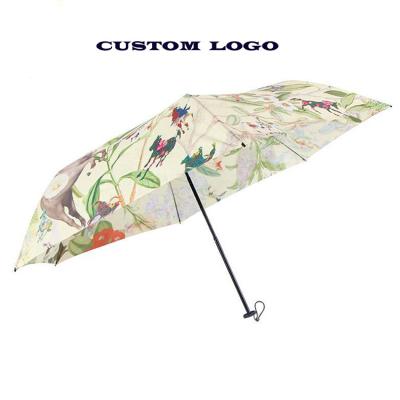 China Contemporary Superlight Lady Carbon Fabric Frame Small Fashion Folding Rain Umbrella for sale