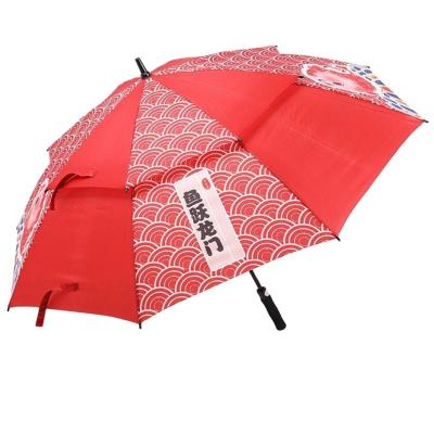 China Contemporary Heat Transfer Printing Branded Double Layer Windproof Golf Umbrella for sale