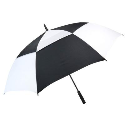 China Minimalist Double Layer Color Promotion Gift Black White Splice Multi Vent Golf Umbrella for sale