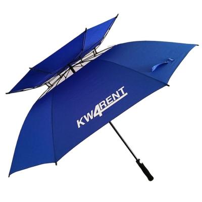 China Contemporary Windproof Canopy Storm Proof Personalized Double Golf Umbrella for sale