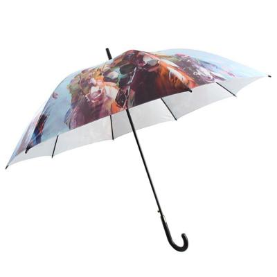 China Minimalist Silver UV Coating Promotional Automatic Open Straight Umbrella for sale