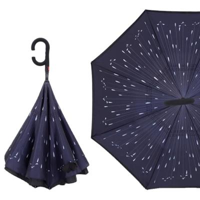 China Contemporary Printed Design Double Canopy Automatic Inverted Umbrella for sale